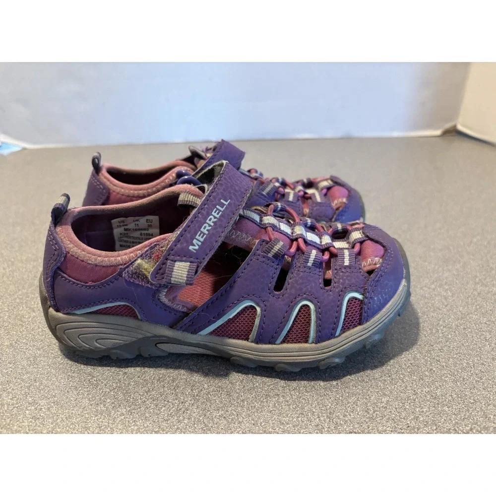 Merrell Girls Purple Pink Fisherman Sandals Closed Toe Lightweight SZ‎ 12